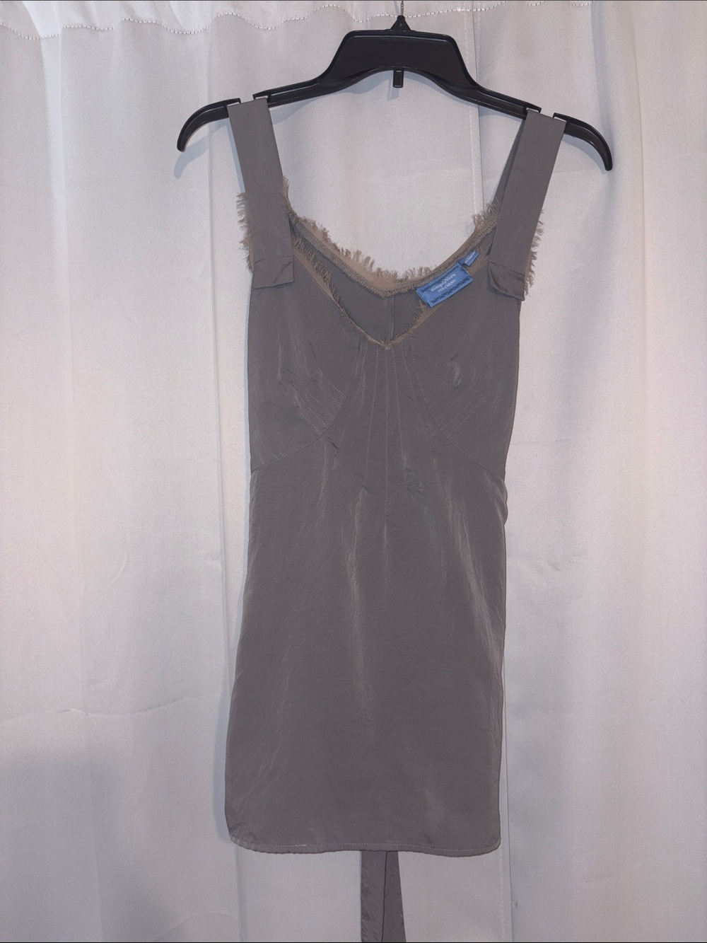 Simply Vera Vera Wang Gray Frayed V-Neck Slip Dress